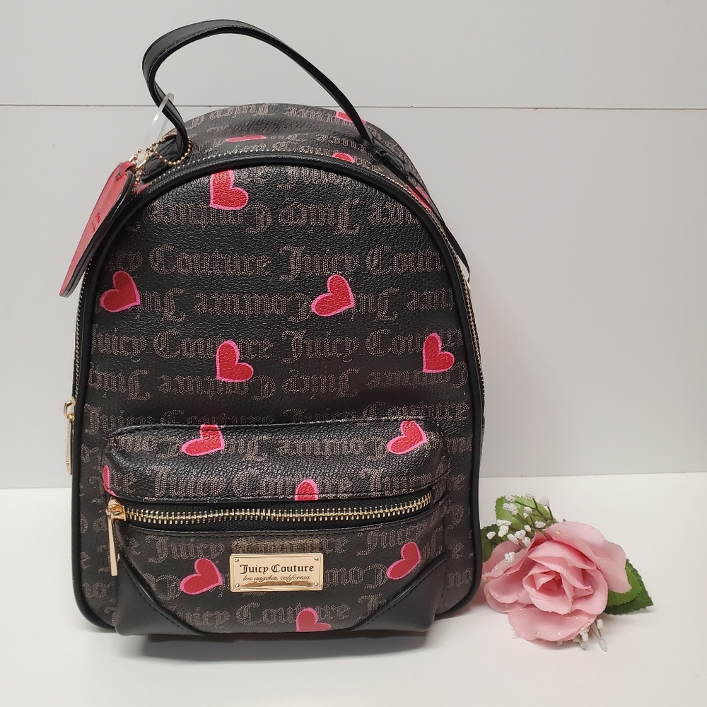 Juicy Couture Black Taupe/ Cool red Valentine day edit small backpack 🎒
